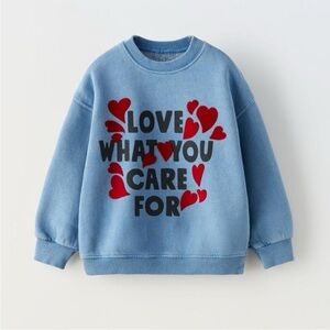 ZARA FLOCKED HEART SWEATSHIRT
